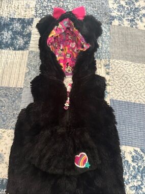 Disney Pink Black Minnie Mouse Lined Vest/Jacket